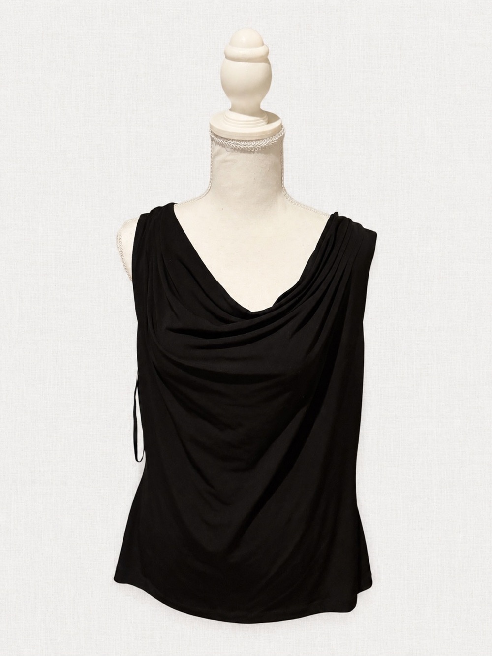Calvin Klein Black Draped Cowl Neck Tank